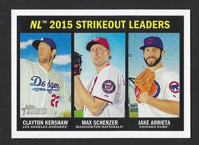 2016 Topps Heritage 238 Arrieta / Scherzer / Clayton Kershaw Los Angeles Dodgers