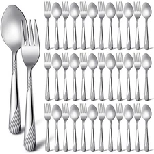 50 Pcs Forks and Spoons Silverware Set Stainless Steel Flatware Cutlery Set Heav