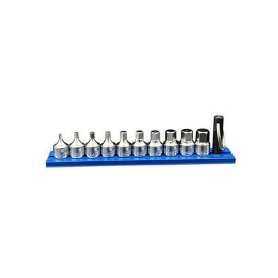 10-Piece 1/4'' Drive Stubby Hex Metric Socket Set w/ Magnetic Rail