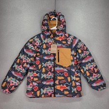 Patagonia Jacket Youth Medium 10 Reversible Multicolor Fish Down Sweater Hoody