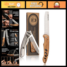 Compact Folding Pocket Beard  Mustache Comb - Metal Tactical Grooming Tool, 180