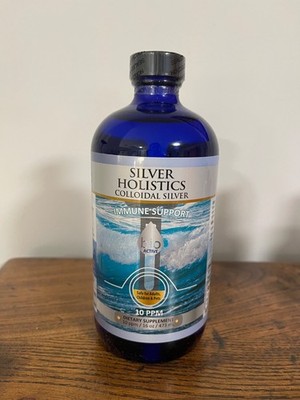 NEW Silver Holistics Colloidal Silver in Glass Bottle 10 PPM Solution - 16oz