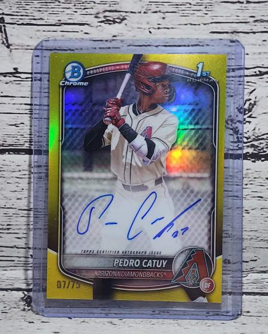 2025 Bowman Chrome Pedro Catuy #CPA-PC yellow First Auto /75 Diamondbacks