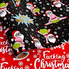 Dlyrroba Reversible Foil Christmas Wrapping Paper Roll - Pink House and Candy...