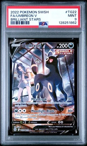 PSA 9 MINT 2022 POKEMON SWORD & SHIELD BRILLIANT STARS TG22 FULL ART/UMBREON V