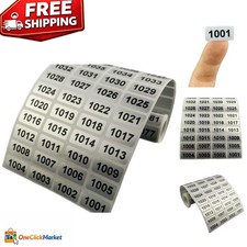 Waterproof Self-Adhesive Inventory Stickers 1001-2000, Silver  Black Label Roll