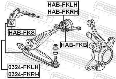 For FEBEST HAB-FKRH FRONT RIGHT LEVER REAR SILENT BLOCK CIVIC FK2 2009-2013 GN