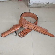 Western Leather Revolver Holster Belt Handmade Full Grain Fits 4–6.5" Barrel