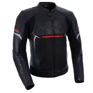 Armr Raiden 3.0 Leather Motorcycle Motorbike Jacket - Black / Red