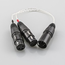 Dual XLR 3-Pin to XLR 4-Pin Male Headphone Adapter Silver Plated OFC Cable