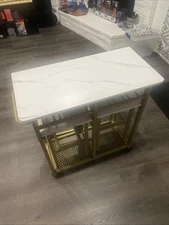 Foldable 3 Piece Dinning Table Set, 2 Stool Set W/ Whine Bootle Rack