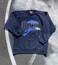 VINTAGE STARTER DENVER BRONCOS THICK CREWNECK SWEATSHIRT XL 90s BLUE NFL