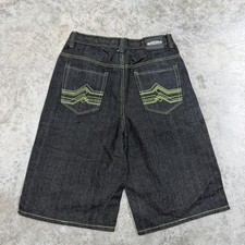 Urban Shorts Mens 36 Black Denim Bermuda Baggy Embroidered Y2K Streetwear