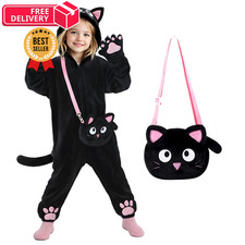 RISFUNIA Black Cat Costume for Girls, Halloween Costumes M 7-9Y ,