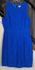 J.Crew Dress Blue Lace Lined Sleeveless Sheath  Women’s 10