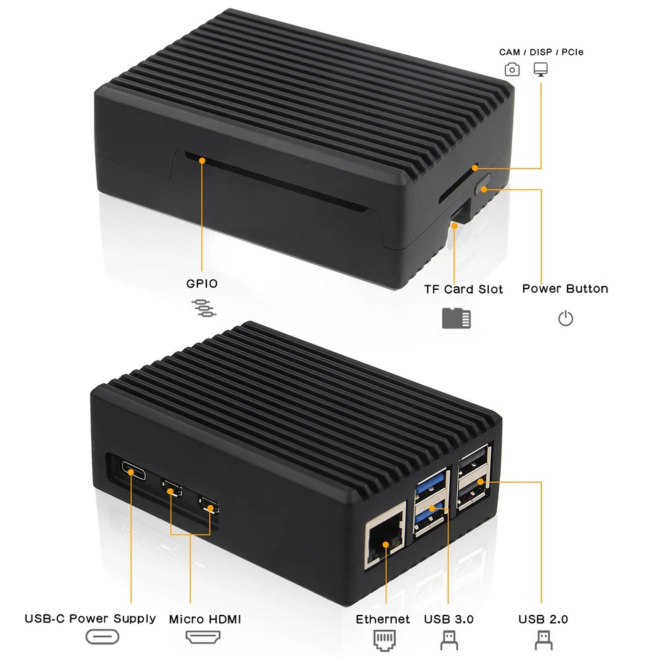 Raspberry Pi 5 boîtier en Aluminium Passive Cooling Case for Raspberry Pi 5 8... - Photo 4/4