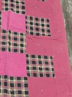 Vintage Cozy Cabin 62" X 38" QUILT Blanket Pink Flannel & Linen — photo 5