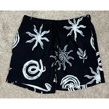 Cotton On Mens Swim Shorts Size S Black Paradiso Print Drawstring Waist Casual