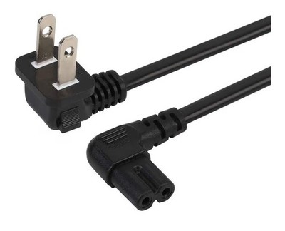 2 Prong Power Cord NEMA 1-15P to IEC320 C7 Right Angle Power Cable, 10ft, Black