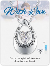 Cremation Jewelry Urn Necklace for Ashes - Sterling Silver Teardrop Heart Cubic