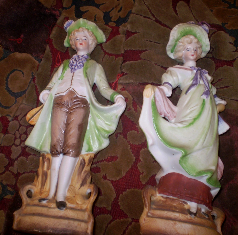occupied japan man and woman bisque figurine lot   7/10   9 inch