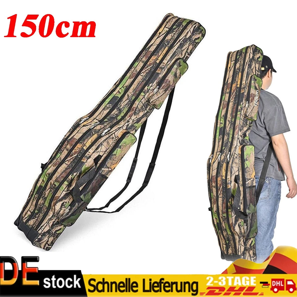 MARKENLOS Angeltasche Rutentasche Rutenfutteral Angelkoffer Anglertasche Tasche (3fach)