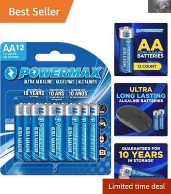 12 AA Alkaline Batteries with 10- Shelf Life - Optimal Power Solution