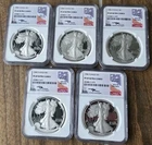1986-S American Silver Eagle NGC PF-69 ULTRA CAMEO Mercanti Signed - 5 Total