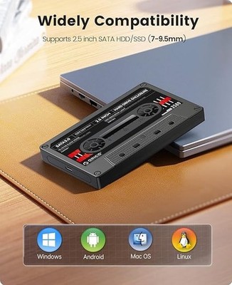 ORICO [Retro Tape] 2.5 Inch USB 3.1 Type-C to SATA Hard Drive Case with UASP C