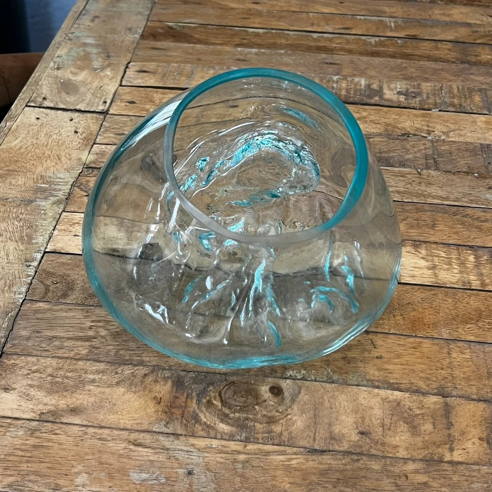 Jarrón de vidrio arte abstracto burbuja orgánica soplado a mano 6" de alto Foto 4 de 4