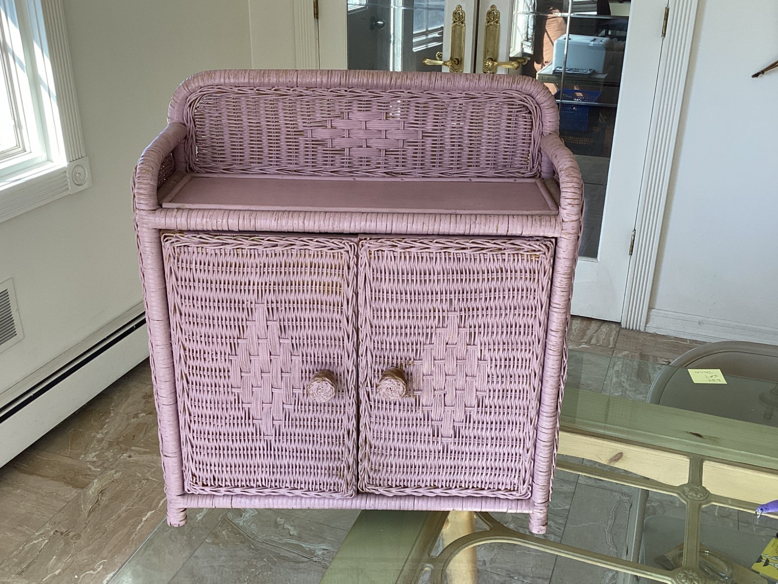 Mid Century Antique Vintage Purple Hanging / Countertop Kitchen Cabinet