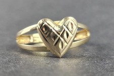 9K Yellow Gold Dress Ring Heart Shape , UK Size P½, Vintage Jewellery