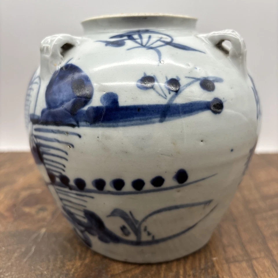 Китайский сине-белый фарфор 4 зажима носик сосуд Qing ca. 19-20 в. - Изображение 2 из 4