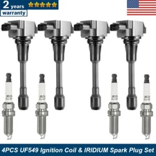 4x Ignition Coil & 4x DOUBLE IRIDIUM Spark Plug Set for Nissan Altima Sentra USA