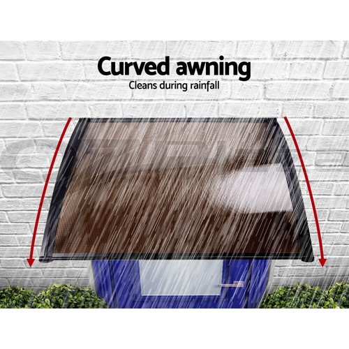 Instahut Window Awning Door Canopy 1m x 2m Brown Board Hollow Panel Frame - Picture 7 of 11