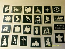 10 - 400 Christmas theme stencils for glitter tattoos / airbrush snowman santa