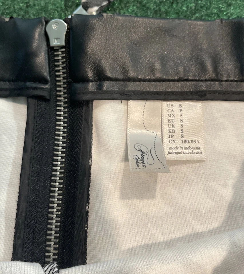 Pantalones Legging Forever 21 Mujer Talla S Blanco y Negro Pata de Gallo Cuadros Cremallera Leer Foto 3 de 4