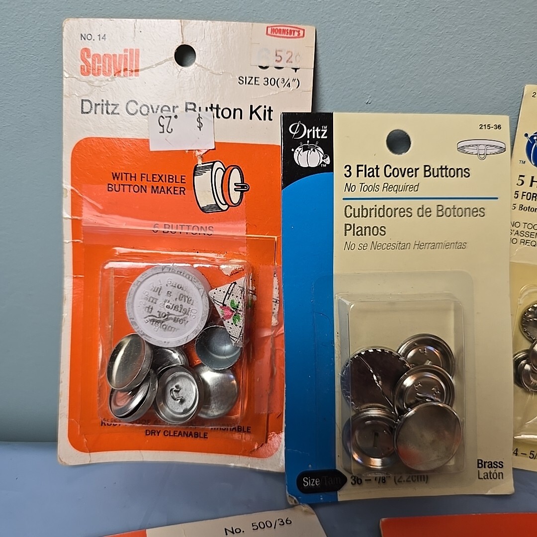 DRITZ Cover Button Kit & Covered Button Sewing Notion Sets LOT of (7)