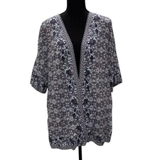 JASMINE & GINGER Women's Printed Open Front Kimono Bed Jacket Size M