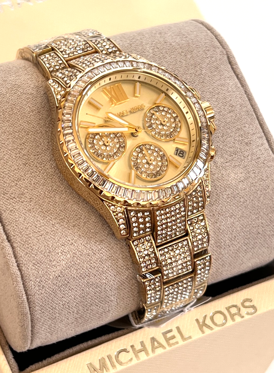 Michael Kors MK7254 Everest Pave Chronograph Gold-Tone Ladies