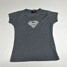 VTG Superman 1994 DC Comics womens t-shirt Gray Short Sleeve Logo Made in USA