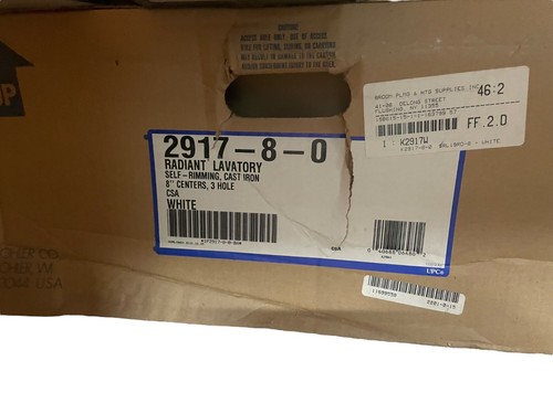Kohler 2917-8-0 Self-Rimming Bathroom Sink w/ Overflow, Oval, Drop-In, Cast Iron - Picture 2 of 5