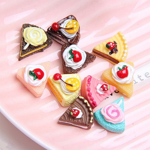 Set of 2 Cake Doll House Charms for Phone Case Vegetable Resin Pendants Child - Picture 5 of 12