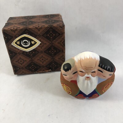  Old Man and Children Hand Painted Chinese Figurine Boy Girl Celebration Figure