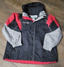 Boys Columbia Jacket Size Youth 8 Black Red Gray With Hideable Hood