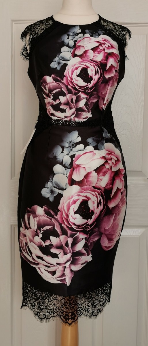 Floral Print Lipsy V Neck Floral Applique Bodycon Dress LIPSY VIP