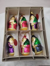 6pcs- handcrafted glass artisan czech republic santa Christmas ornament