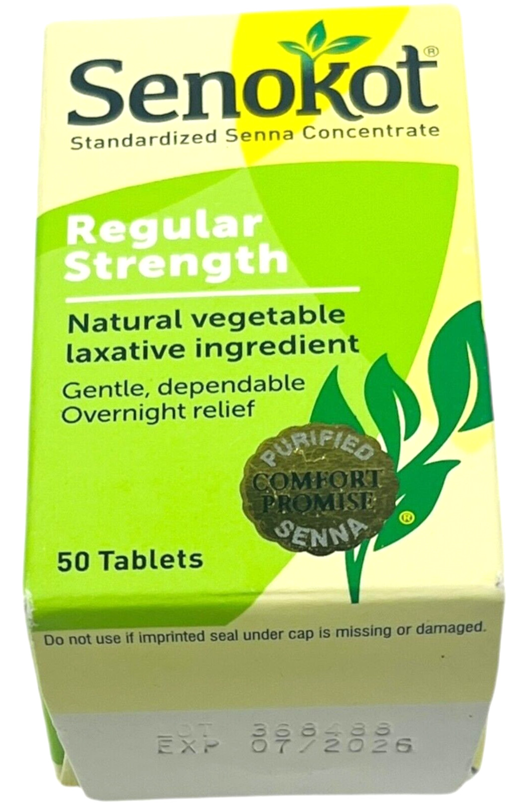 Senokot Regular Strength Natural Laxative Tablets - 50 Count - EX 07/26