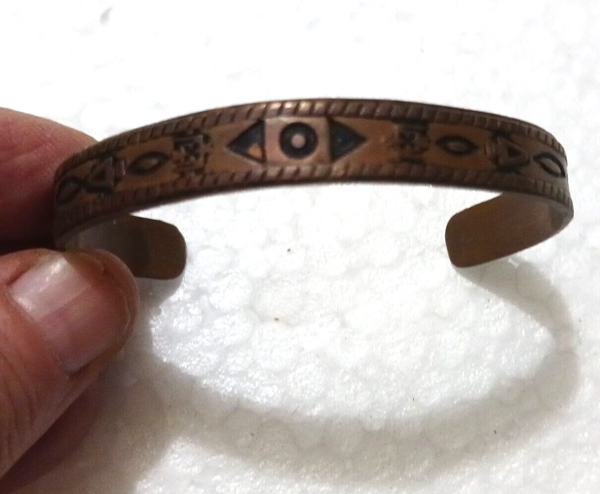 Bracelets. Solid Copper cuff, 925 silver heart br… - image 4