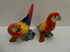 PAIR FRITZ & FLOYD PARROT POTTERY STATUE FIGURINE SALT PEPPER SHAKERS